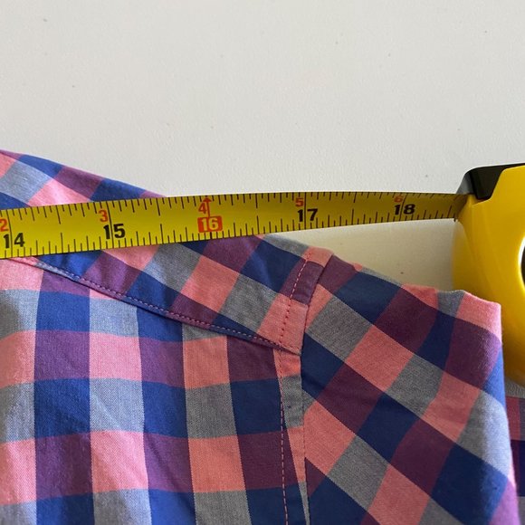 Banana Republic Men’s Button Up Shirt Medium Tailored Slim Fit Plaid Pink Blue - Picture 6 of 6